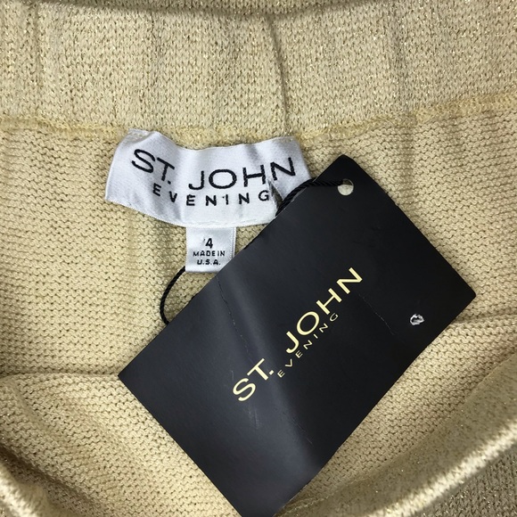 St. John Evening gold shimmer knit maxi skirt NWT - Picture 4 of 7